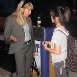 Before her evening presentation, Dr. Nancy Cartwright talked with students at Sunset High School in Beaverton, OR.