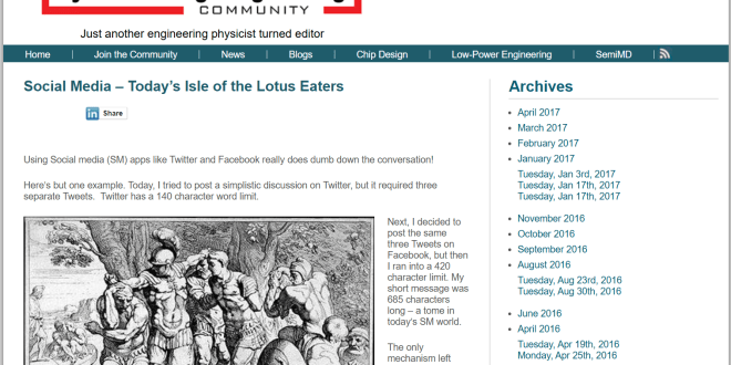 Perspective of social media from Feb 2010 by John Blyler, Chip Design magazine